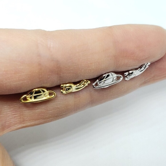 Sterling Silver Astronaut Earrings Space Saturn Earrings - Picture 2 of 8